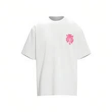 Chrom Heart  New  Double Sided Print Short Sleeve T-Shirt| 100% Cotton Oversized Soft Breathable Tee| Cute Casual Streetwear Top| Two Sided Graphic Shirt| High Quality Basic Comfort Shirt| Y2K Vintage Style - 白色 - 查看 3