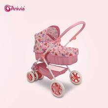 Anivia Brand 18-Inch Doll Stroller, Foldable Doll Pram, Reversible Front And Rear, Convertible Between Stroller And Pram, Quiet Wheels And Comfortable Handle, Suitable As Children's Holiday Or Birthday Gift