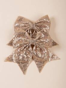 2/10个亮片丝带蝴蝶结发夹，闪亮啦啦队发夹，适合派对 - 彩色 - 查看 37