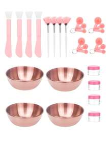 Bộ dụng cụ chăm sóc da mặt chuyên nghiệp 2/3/4/5/20/30/50 món, bộ dụng cụ tự pha chế mặt nạ, bao gồm bát trộn bằng thép không gỉ mạ vàng, cọ đắp mặt nạ màu hồng, que thoa mặt nạ silicon hai đầu, cọ trộn, 3 thìa đong và hũ kem mini, thích hợp cho việc chăm sóc da mặt và spa tại nhà dành cho phụ nữ, tiệc tùng, ngủ qua đêm, lễ hội, quà tặng. - Nhiều màu - Xem 12