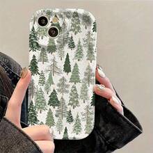 Un diseño de árbol de Navidad blanco con una funda de teléfono de marco ondulado adecuada para múltiples modelos de, que proporciona protección para la lente y sirve como funda protectora, lo que la hace perfecta como regalo. - Colores mixtos - Ver 5