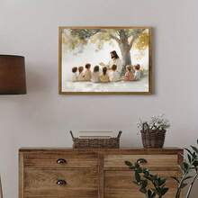 1Pc Religion Wall Arts Posters: Storytelling Paintings With The Godfather And A Group Of Children. Beautiful And Simple Canvas Paintings. Suitable For Bedrooms, Offices And Room Decorations. Print Picture Posters. Canvas Wall Art.(No Frame/Framed)