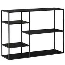 HOMCOM Freestanding Bookshelf With 5 Open Compartments, Metal Filing Cabinet, Black, 120x35x87.5 Cm For Kitchen And Living Room
