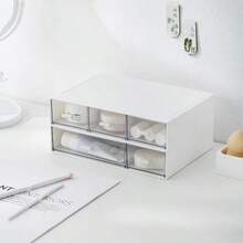 Desk Organizer With 6 Drawers Makeup Organizer Plastic Cosmetic Organizer Bathroom Organization Boxes Desktop Storage Box White