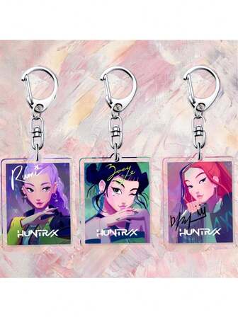 1SET/3style Cartoon Anime Character Figure K Pop DemonHunters Key Chain Multiple Originality HUNTRX Ornament Christmas Stocking Fillers Valentine's Day Easter Festival Party Fashion Small Gifts Hangings Bag Pendant
