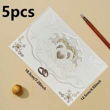 1/5/10pcs Exquisite Sparkling Powder Invitation Letter Heart Shaped Invitation Card Gold Plated Personalized Sparkling Powder Greeting Card Wedding Exclusive Suitable For Wedding Anniversaries, Bridal Showers, Engagement Parties, And Anniversary Dinner Invitations. - Multicolor - View 7