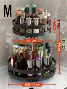 1个不锈钢旋转厨房调料架，多功能浴室台面化妆品收纳架 - 黑色 - 查看 7