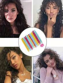 螺旋卷发棒，螺旋卷发棒套装，塑料螺旋卷发棒，螺旋卷发棒，塑料螺旋卷发棒，DIY美发工具，螺旋波浪卷发棒，打造自然波浪卷发，DIY美发工具，沙龙及家用，耐用塑料波浪卷发造型工具 - 彩色 - 查看 5