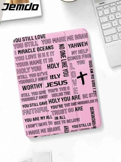 1pc Jesus Slogan Pattern Tablet Protective Case, Compatible With 10.2" IPad (A16), 11" 11th Gen 2025 IPad 8th/9th/10th Gen, IPad Air 4th 10.9", Galaxy Tab S6 Lite 10.4", /, Anti-Drop, Pencil Slot, Sleep/Wake Support, Romantic Gift