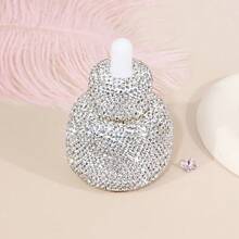 1pc 30ml Diamond-Set Eyedropper Bottle, Pink And White Rhinestone Glass Eyedropper Bottle For Skincare, Cosmetics Salon Perfume Sample Refill, Oil Bottle, Refillable Travel Container F