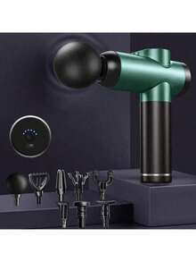 1支按摩枪，深层组织背部按摩器，强力冲击式按摩枪，旅行按摩器，便携式冲击波电动肌肉按摩器，颈部按摩器，99档速度调节，液晶显示屏，8个可更换按摩头，便携式手持健身器材，适合家庭和办公室使用，缓解肌肉紧张