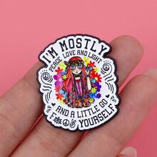 Hippie Peace Sign Brooch, Unique Enamel Lapel Pin - Personalized Badge For Backpacks And Clothes - Multicolor - View 6