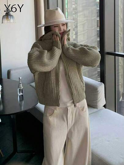  Y6Y 2025新款女士秋冬休闲高端针织开衫，独特毛衣外套