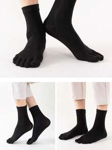 1/4 đôi tất nam năm ngón thoáng khí, tất thể thao dài đến bắp chân theo mùa, màu đen, trắng, xám. - Nhiều màu - Xem 5