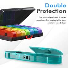 Organizador de pastillas desmontable de 7 días, planificador de medicación semanal portátil, 2 veces al día (AM/PM), compartimentos extra grandes, conveniente para el almacenamiento de suplementos, colorido - Multicolor - Ver 9