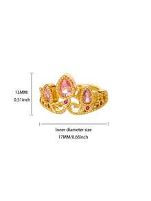 Vintage Stainless Steel Serpentine Flower Crown Rings For Women Mom, Cubic Zirconia 18K Gold-Plated Anti Fading Ring, Wedding Jewelry Prom Accessories, Christmas And Valentine's Day Gifts