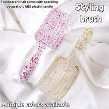 5 Stück/3 Stück/2 Stück/1 Stück Damen Kamm mit Cut Out Kristall, flauschiger hoher Kamm, mit glänzender Dekoration, transparente Haarbürste, Nylonborsten, ABS-Kunststoffgriff, kreisförmiges Hohldesign, Körperpflegeprodukt, Haarstylingmassagegerät für langes Haar, geeignet für feuchtes und trockenes Haar, normaler Haartyp