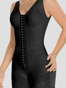 Lace Hooks U Neck Plus Size Glue Crotchless Slimming BBL Frim Bodysuits Waist Trainer Women Full Body Shaper Shapewear - màu đen - Xem 8
