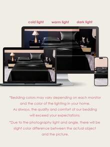 3/4件套床上用品：1件缎面床笠 + 1件缎面床单 + 1/2件缎面枕套，柔软透气，抗皱，提升睡眠质量，奢华酒店风格，9.84英寸/25厘米深口袋，可机洗，适用于所有床型 - 单人床、双人床、大号床、特大号床，通过Oeko-Tex认证，黑色 - 黑色 - 查看 9