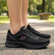 Women's Orthopedic Tennis Shoes For Walking, Gym, Running, And Training - 黑色和粉紅色 - 查看 11