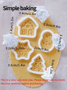 سلسلة عيد الميلاد المصغرة قطاعة البسكويت، قالب بسكويت للأطفال والوالدين، (شجرة عيد الميلاد، رجل الثلج، نجمة الثلج، بيت الزنجبيل) طابع بسكويت بنمط كرتوني، ديكور عيد الميلاد، قالب تشكيل البسكويت لتزيين الكيك، أداة صنع الحلويات، ديكورات عيد الميلاد، بيجامات عيد الميلاد، هدايا عيد الميلاد، ديكور عيد الميلاد