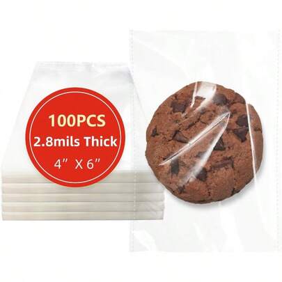 4x6 Inches 100 Pcs Clear Self Sealing Cellophane Bags Cookie Bags Resealable Cellophane Bag For Packaging CookiesGifts Favors Products Candy