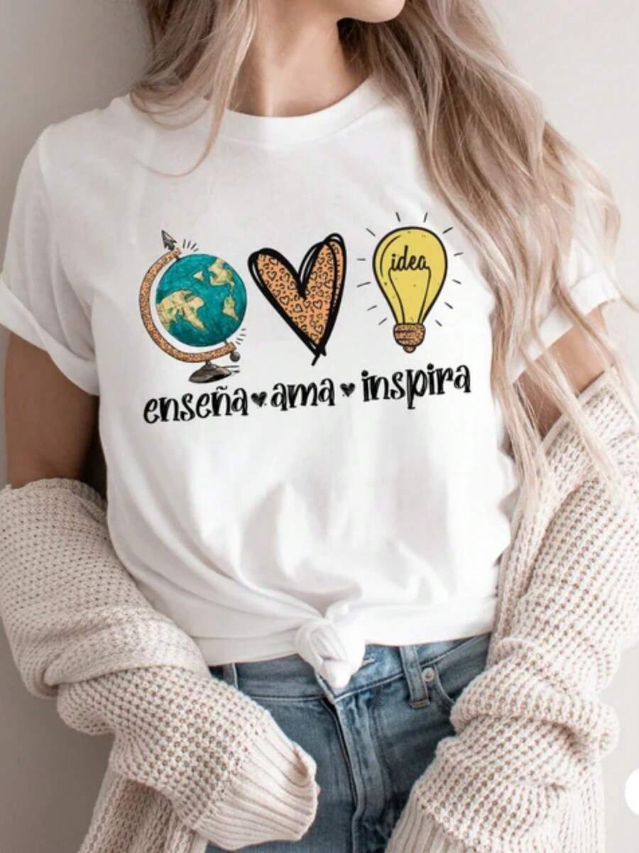 SPANISH Tea Tee, Maestra Shirt, Español Shirt, Ensena Shirt, Spanish Tea Tee, Bilingual Tea, Appreciation Gifts For Teach - 白色 - 查看 1