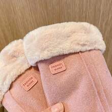 Cute Velvet Plush Gloves Soft Windproof Winter Gloves Waterproof Touch Screen Women Mittens Girls - Multicolor - View 4