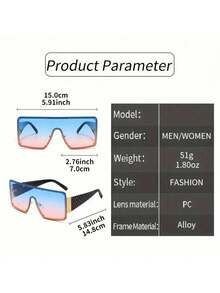 Oversized One-Piece Fashion Glasses Rivet Fashion Shield Gradient Lens Big Frame Glasses Party - màu xám hồng - Xem 5