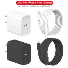 20W 快速充电器套装兼容 14 13 12 11 Pro Max，包括 USB-C 壁式充电器适配器 + 3.3 英尺/100 厘米 Type-C 转 Lightning 数据线，兼容 14 13 12 Mini Plus Xr Xs Xs Max，适用于旅行、办公室、宿舍和家庭 Nan 快速充电 - 美規A型插(110-127V) - 查看 2