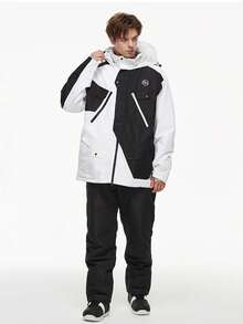 1 Pieza Chaqueta de esquí con capucha para hombres y mujeres, a prueba de viento, impermeable, resistente a la abrasión, transpirable y elástica, cómoda y cálida, adecuada para esquiadores con diferentes habilidades (excluyendo accesorios) Conjuntos de esquí