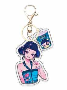 3 Styles Cartoon Anime Figurines, K-Pop, Christmas DemonHunters Original Acrylic Cute Girl Keychain Pendant, Portable Compact Chic Christmas, Valentine's Day, Easter Party Holiday Gift - Multicolor - View 5