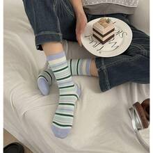 Women Striped Socks, Cute Ankle Calf Sock For Women Cotton Knit Size 5-9, Medium Casual Women's Novelty Socks{Inchsize_nameinch:Inch5-9inch,Inchcolor_nameinch:InchStripedFWineredssinch} - 紅色的 - 查看 7