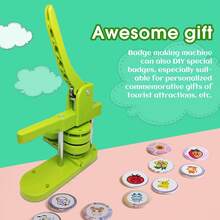 DIY Pin Button Maker Machine 25mm/32mm/58mm Badge Punch Press With 300pcs Button Parts (Green) - Green - View 6