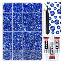 25000PCS Royal Blue Resin Flatback Rhinestones For Crafts Tumblers Shoes Celebration Makeup Dration, Sapphire Flatback Gems For Graduation Cap Bling, Bedazzling Crystals With B7000 Glue - 多色133 - 查看 1
