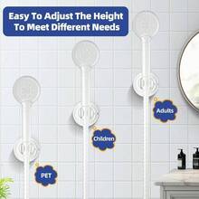 Soporte para cabezal de ducha de mano, soporte para cabezal de ducha con ventosa, cabezal de ducha ajustable montado en la pared para azulejos/vidrio blanco - blanco - Ver 4