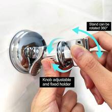 Soporte ajustable para cabezal de ducha con ventosa extrable, soporte de cabezal de ducha sin taladro, soporte de cabezal de ducha con cromo pulido para bao - Plateado - Ver 9