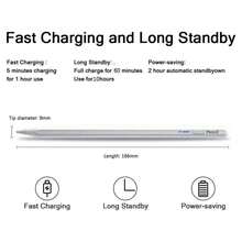 Lápiz stylus activo universal para tabletas, lápiz táctil capacitivo compatible con tabletas, lápiz capacitivo con indicador LED del nivel de batería, para Apple, Android, iPads - Blanco - Ver 4