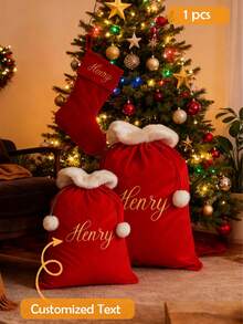 1 Piece Of 2025 Upgraded Christmas Bag, Personalized Christmas Gift Bag, Velvet Stocking Bag, Toy Bag With Name, Christmas Bag, Santa Claus Gift Bag - Custom Christmas Gift Bag - Personalized Christmas Toy Bag - Initial Santa Claus And Reindeer - Christmas Gift. Large Santa Claus Gift Bag, Christmas Stocking Gift Bag, Holiday Gift Bag, Annual Family Gift, Santa Claus Gift. Custom Initial Santa Claus Bag, Christmas Bag.,Festive Calendar