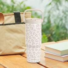 Pink Bow Stainless Steel Straw Lid Tumbler 30oz With Carry Handle For Women Girls, Insulated Travel Coffee Cup, Gift For Sports Outdoor Workout Christmas Birthday - 豹紋3 - 查看 7
