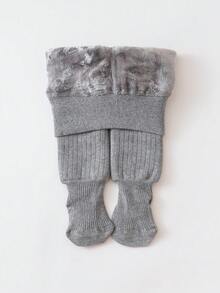 女童不透明连裤袜，黑/灰/紫组合，超厚保暖内衬，极其保暖防寒，针织面料，室内/室外皆宜，节日礼物 - 彩色 - 查看 12