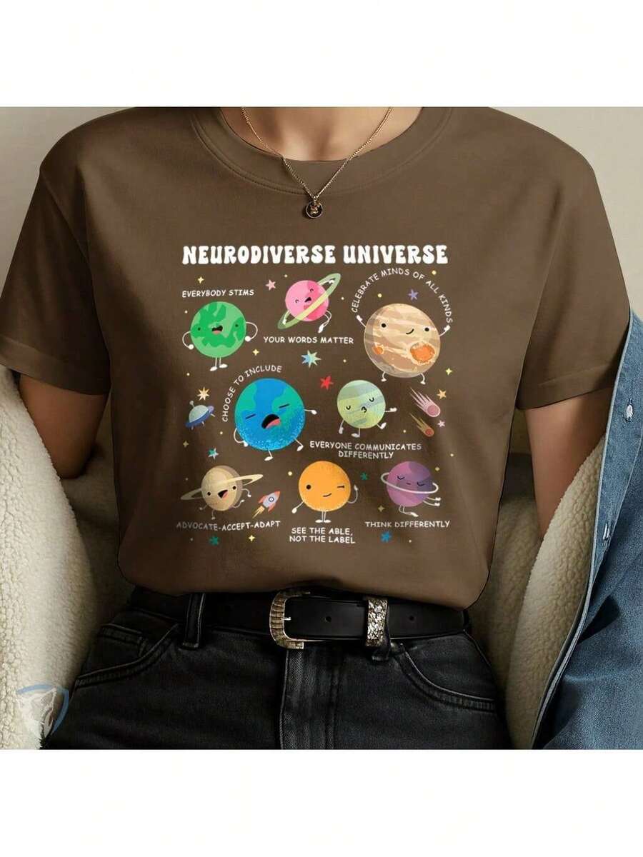 Inspirational T-Shirt | Positive Art About Inclusion And Awareness - Rust Brown - View 1