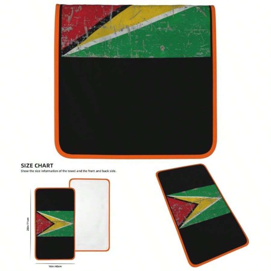 - Toallas de mano con la bandera de Guyana, secado rpido, toallas de microfibra de terciopelo coral, altamente absorbentes, uso como hotel, bao, ducha, toalla de mano, 16x 28 pulgadas - Naranja + Toallas de mano - 16x28 pulgadas - Ver 1