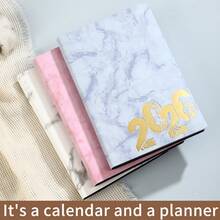 2026 English Version Marble Texture 365 Days Planner Calendar, Efficient & Practical, Soft Leather Notebook - Multicolor - View 9