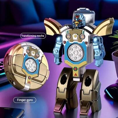 3pcs Transformable Robot Finger Spinner Set With 360° Gravity-Sensing Motion, Self-Balancing Robot Toy With Expressive Eyes And Movable Arms - Interactive Desktop Toy, Classroom Prize, Birthday Party Gift, Creative Gadget (Multicolor) - Transformable Robot Design, 360° Rotating Motion, Durable And Portable, Fun And Engaging