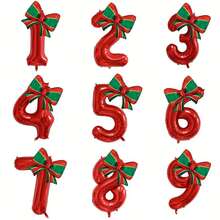 Kit arco di palloncini natalizi - palloncini rossi e dorati con fiocco natalizio a righe, palloncini in poliestere e foil, per compleanno, matrimonio, decorazione natalizia, feste invernali, forniture per feste di Natale