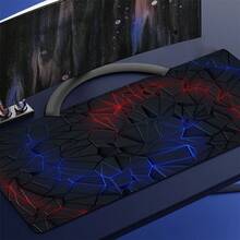 1 pezzo Tappetino da scrivania grande, tappetino mouse esteso per gaming con motivo geometrico nero, blu e rosso, tecnologia scientifica, con base antiscivolo e bordo cucito, tappetino da tastiera e mouse grande per casa, ufficio e lavoro