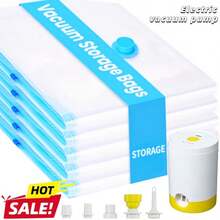 RAF 二合一真空泵，兼具吸气和充气功能，适用于真空袋、衣物收纳，节省空间。充气功能可用于充气和放气游泳圈、气垫床、气垫和充气玩具。假日特惠促销 - 彩色 - 查看 4