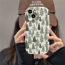 Un diseño de árbol de Navidad blanco con una funda de teléfono de marco ondulado adecuada para múltiples modelos de, que proporciona protección para la lente y sirve como funda protectora, lo que la hace perfecta como regalo. - Colores mixtos - Ver 6