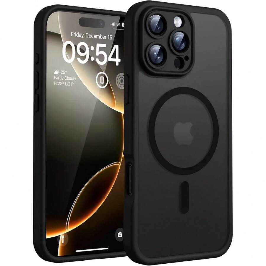 Luxury Magnetic Wireless Charging Phone Case Compatible With 16e, 12mini, 13mini 16, 15, 14, 13, 12, 11 Pro Max Plus, Featuring A Matte Semi-Transparent Hard PC Armor For Shock Resistance And Camera Lens Protection. 16 Promax Case 16 Promax Case - 1個 - 查看 1